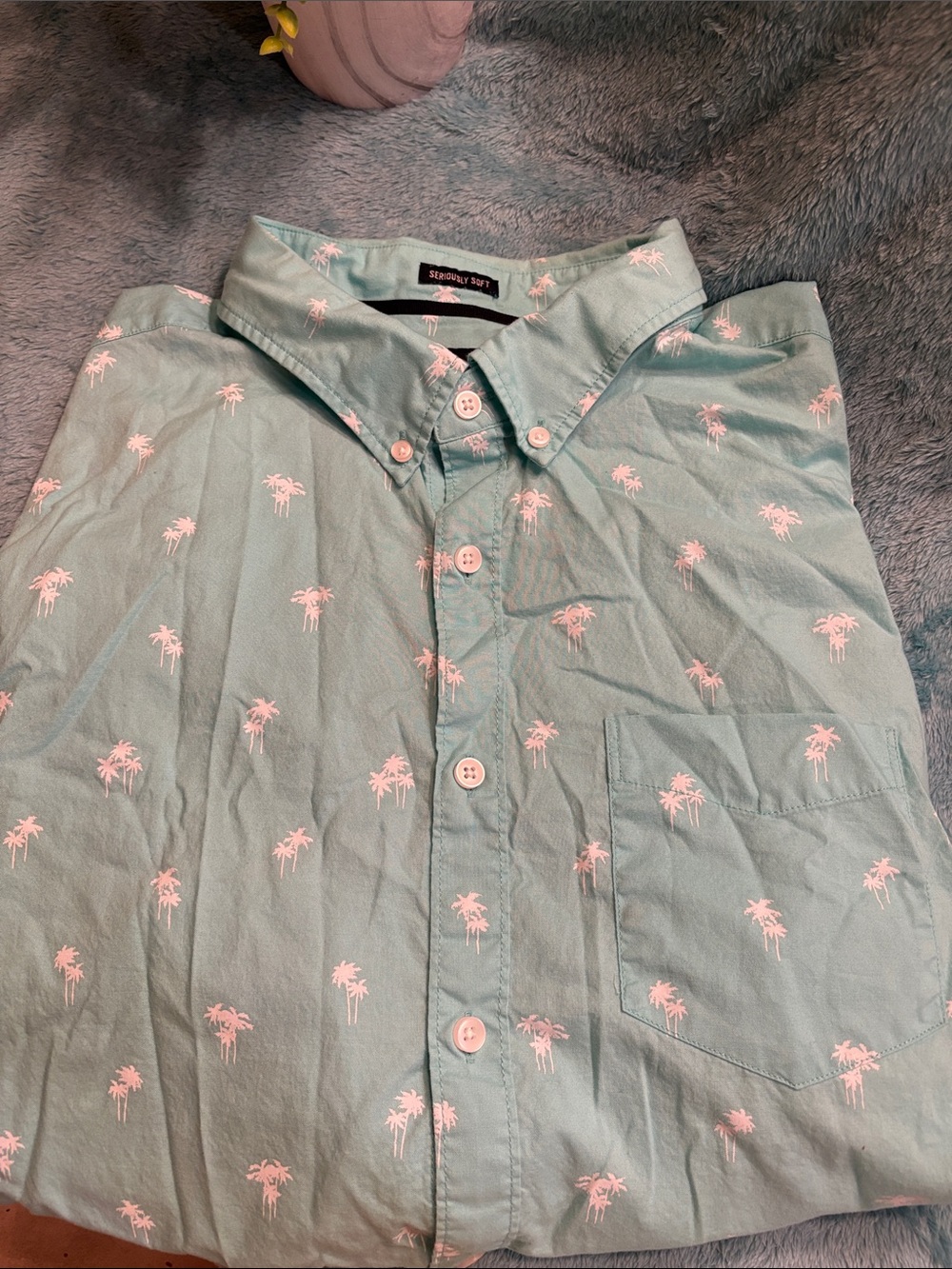 Seriously Soft American Eagle Outfitters Aqua Palm Tree Tropical Beach Shirt XL